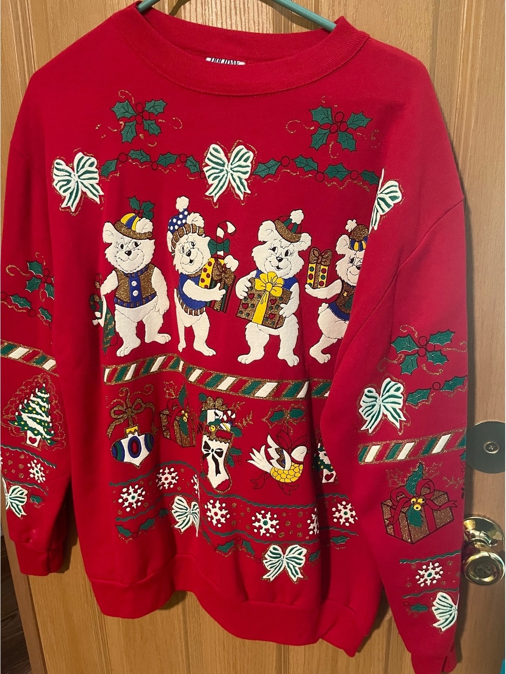 Vintage holiday time Christmas bears sweater size xl